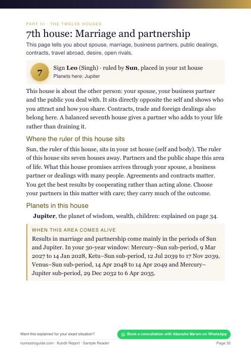 Kundli Report sample page