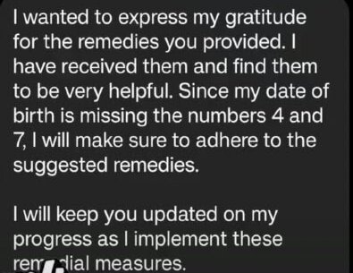 Client message: Lo Shu remedies